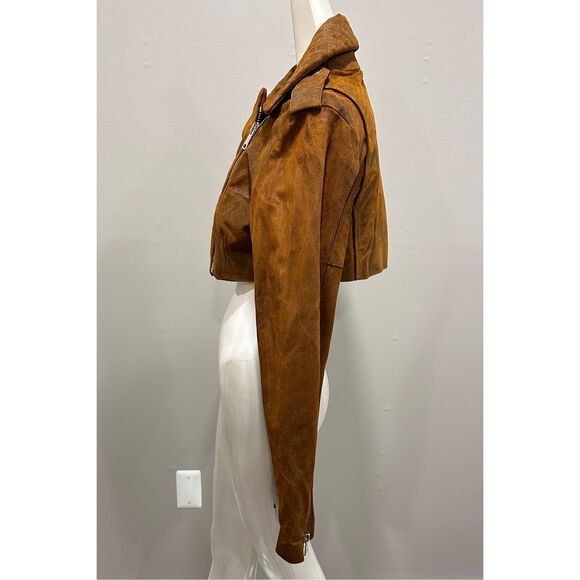 NWT LaQuan Smith Cropped leather jacket Size S $2295 - Picture 7 of 13